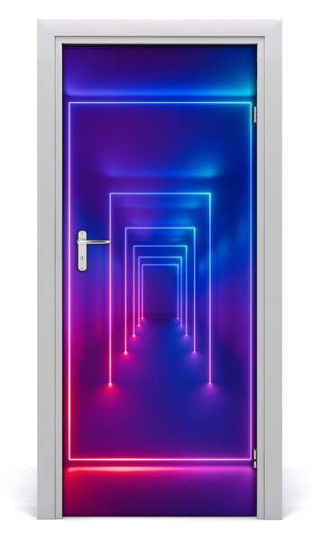 Adesivo per porta Luci al neon blu 75x205 cm