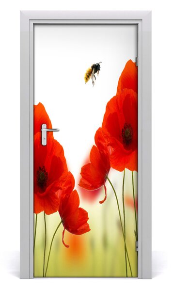 Poster adesivo per porta Poppies da campo 75x205 cm