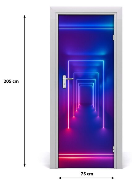 Adesivo per porta Luci al neon blu 75x205 cm