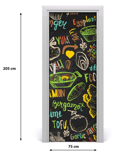 Adesivo per porta interna Piatti tailandesi 75x205 cm