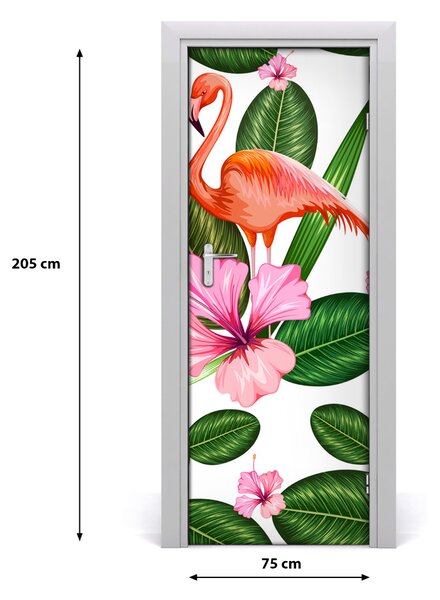 Sticker porta Flamingos e fiori 75x205 cm