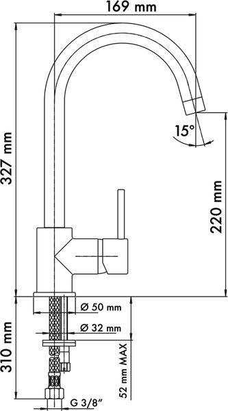 Plados Rubinetto Cucina Miscelatore Monocomando in Ultragranit colore Avena UG94 - PETRAMIX