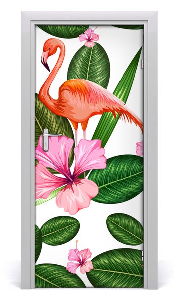 Sticker porta Flamingos e fiori 75x205 cm