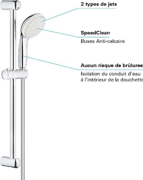 GROHE Saliscendi Asta Doccia 2 Getti colore Cromo - 27598001 Tempesta 100
