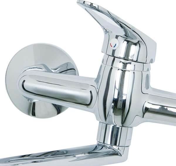 Idro Bric Rubinetto Miscelatore Lavello fissaggio parete cromato lucido serie Jolly J46155