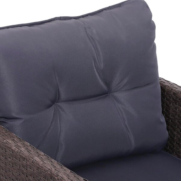 VivaGarden Salotto da Giardino con 2 Poltrone 2 Pouf e Tavolino con Cuscini in Rattan PE colore Grigio