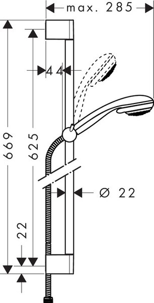 Hansgrohe Saliscendi Doccia asta in Ottone 1.6 mt - 27763000