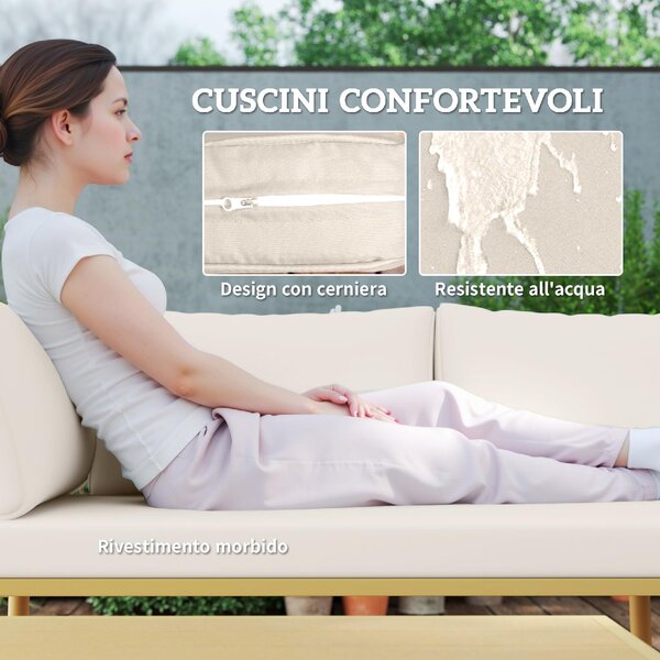 VivaGarden Salotto da Giardino con 2 Divani e 2 Tavolini con Cuscini in Rattan PE colore Legno Naturale