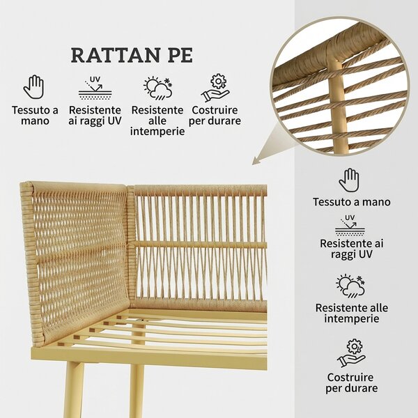 VivaGarden Salotto da Giardino con 2 Divani e 2 Tavolini con Cuscini in Rattan PE colore Legno Naturale