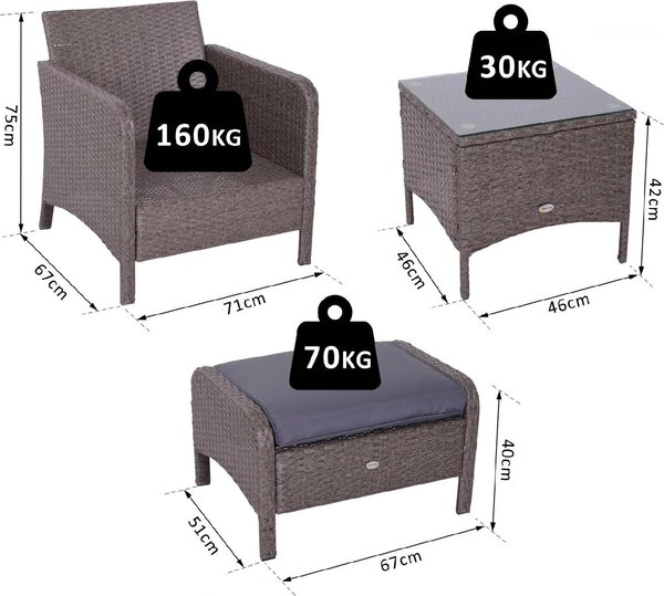 VivaGarden Salotto da Giardino con 2 Poltrone 2 Pouf e Tavolino con Cuscini in Rattan PE colore Grigio