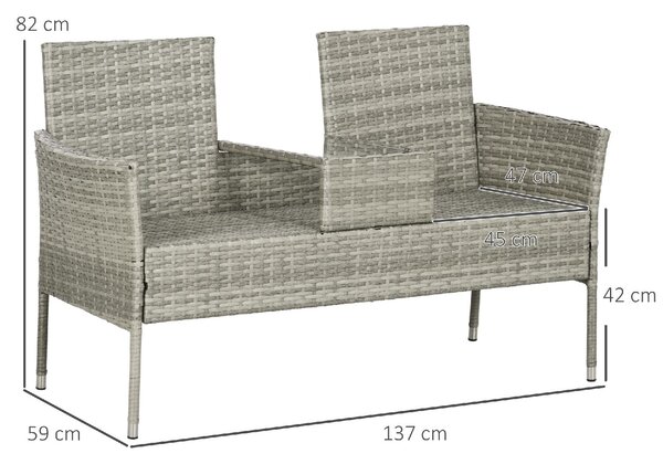 VivaGarden Salotto da Giardino con 2 Poltrone e Tavolino con Cuscini in Acciaio e Rattan PE colore Grigio/Crema