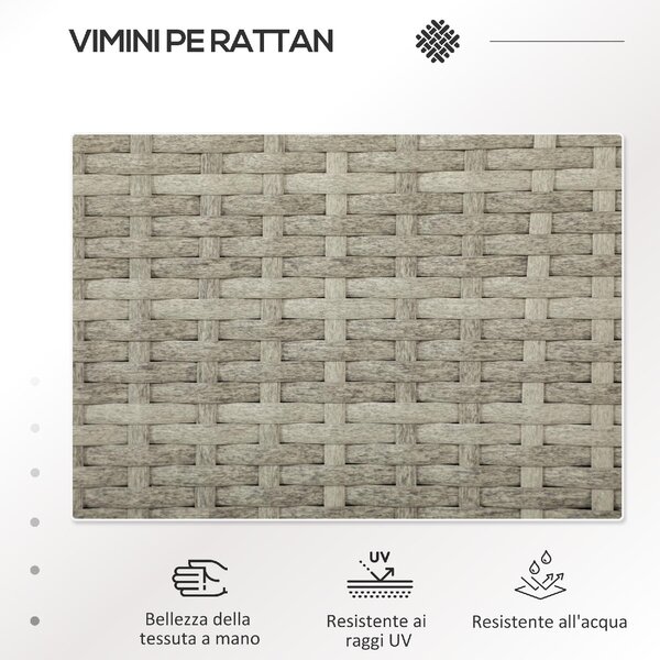 VivaGarden Salotto da Giardino con 2 Poltrone e Tavolino con Cuscini in Acciaio e Rattan PE colore Grigio/Crema