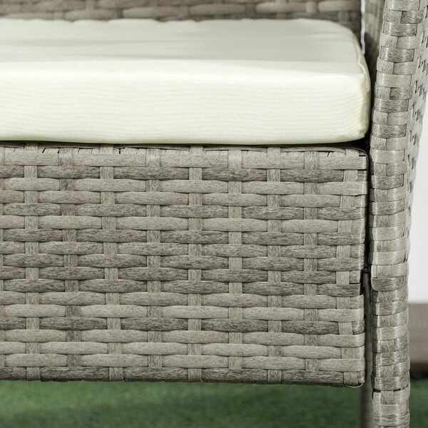 VivaGarden Salotto da Giardino con 2 Poltrone e Tavolino con Cuscini in Acciaio e Rattan PE colore Grigio/Crema