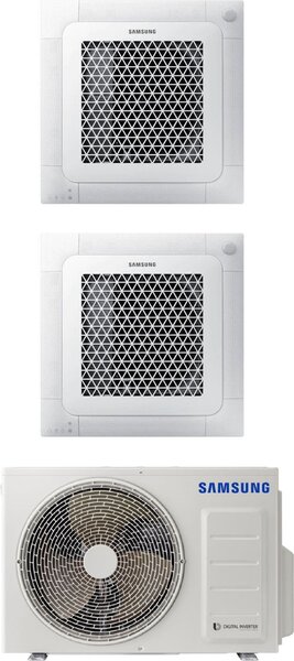 Samsung Climatizzatore a Cassetta 4 Vie Dual Split 9000+9000 btu Condizionatore con Pompa di Calore Classe A+++/A++ (Unit Interna + Unit Esterna)