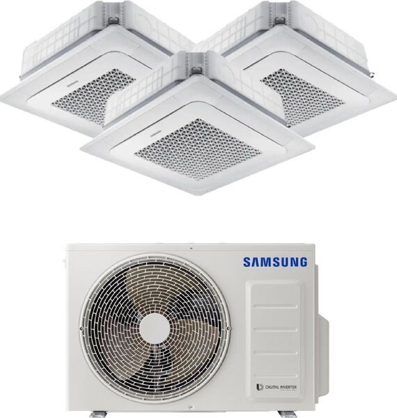 Samsung Climatizzatore a Cassetta 4 Vie Trial Split 9000+9000+9000 btu Condizionatore con Pompa di Calore Classe A++/A+ (Unit Interna + Unit Este