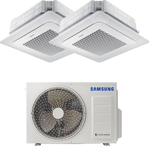 Samsung Climatizzatore a Cassetta 4 Vie Dual Split 9000+9000 btu Condizionatore con Pompa di Calore Classe A+++/A++ (Unit Interna + Unit Esterna)