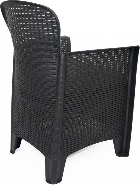 IPAE PROGARDEN Salotto da Giardino con 2 Poltrone e Tavolino con Cuscini in Rattan PE colore Antracite - Tree
