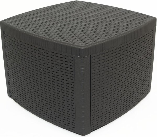 IPAE PROGARDEN Salotto da Giardino con 2 Poltrone e Tavolino con Cuscini in Rattan PE colore Antracite - Tree