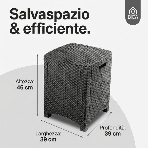 BICA Salotto da Giardino con 2 Poltrone e Tavolino con Cuscini in Rattan PE colore Antracite - Terrace