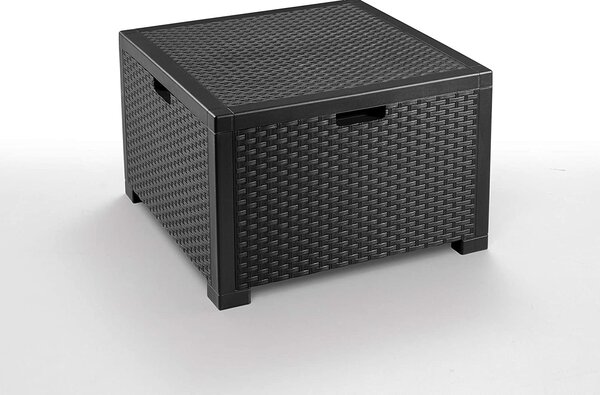 BICA Salotto da Giardino con 2 Poltrone e Tavolino con Cuscini in Rattan PE colore Antracite - Nebraska