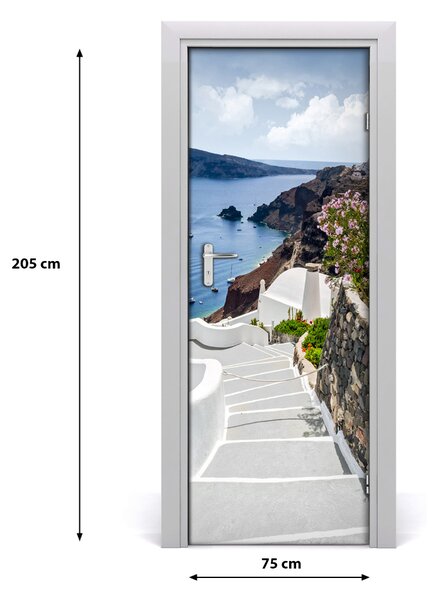Poster adesivo per porta Santorini Grecia 75x205 cm