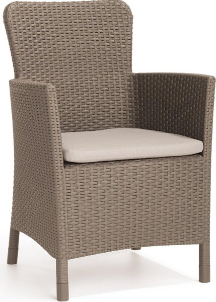 KETER Salotto da Giardino con 2 Poltrone e Tavolino con Cuscini in Rattan PE colore Cappuccino - Balcony