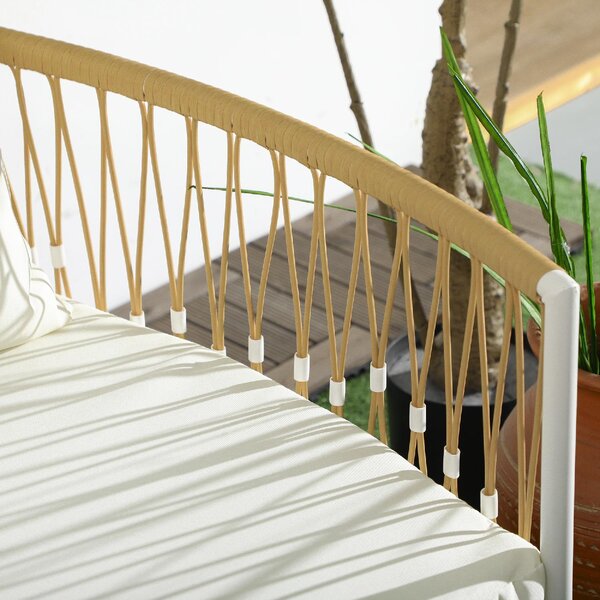 VivaGarden Salotto da Giardino con 2 Poltrone e Tavolino con Cuscini in Rattan PE colore Giallo