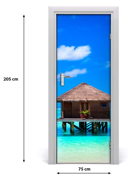Adesivo per porta Cottage in acqua 75x205 cm