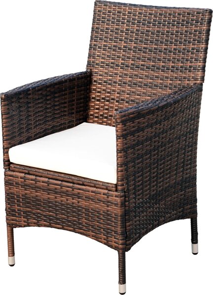 VivaGarden Salotto da Giardino con 2 Poltrone e Tavolino con Cuscini in Rattan PE colore Marrone
