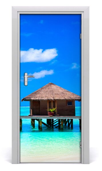 Adesivo per porta Cottage in acqua 75x205 cm