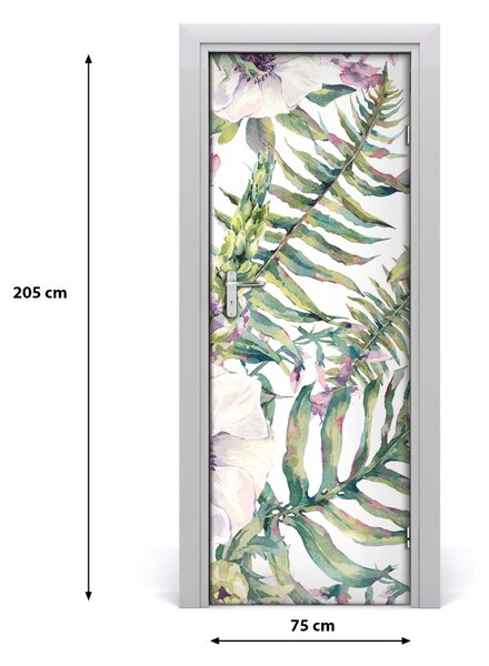Rivestimento Per Porta Foglie tropicali 75x205 cm