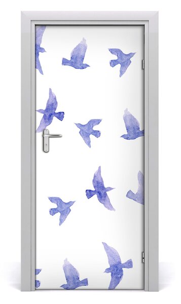 Adesivo per porta Rondini blu 75x205 cm