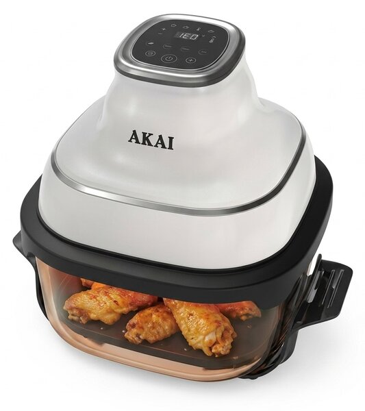 Akai Friggitrice ad Aria 4,2 Litri Potenza 1500W con Contenitore in Vetro colore Bianco - AIR-GLASS/FRY-WH