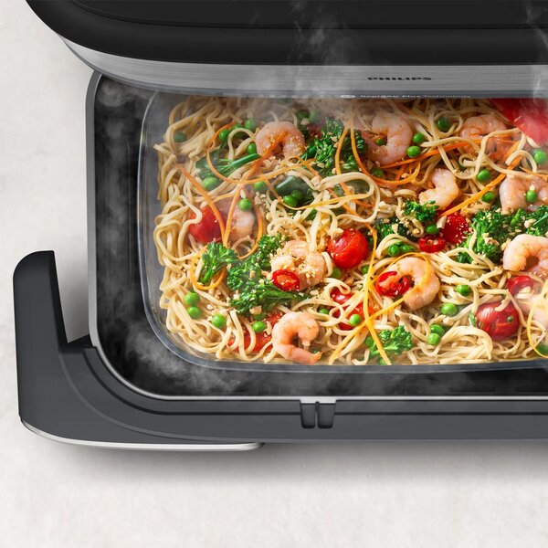 Philips Friggitrice ad Aria Capacit 9.5 Litri Potenza 2750 Watt con Maxi Cestello e Vapore colore Argento/Nero - NA565/02 Serie 5000