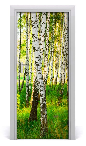 Adesivo per porta Foresta di betulla 75x205 cm
