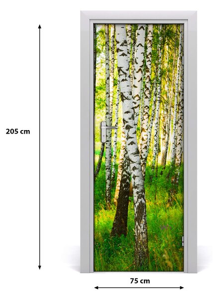 Adesivo per porta Foresta di betulla 75x205 cm