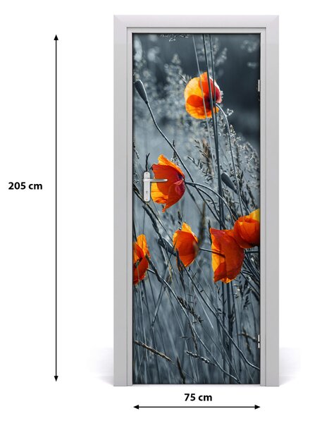 Poster adesivo per porta Poppies da campo 75x205 cm
