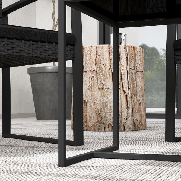 VivaGarden Salotto da Giardino con 2 Sedie e Tavolino con Cuscini in Rattan PE colore Nero