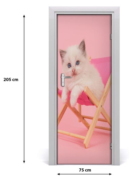 Adesivo per porta interna Gatto su un lettino solare 75x205 cm