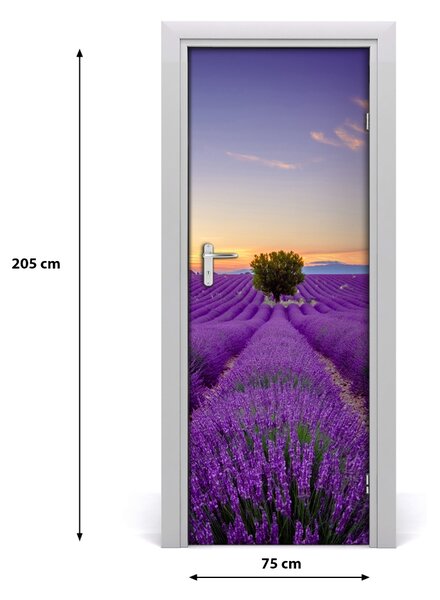 Adesivo per porta Campo di lavanda 75x205 cm