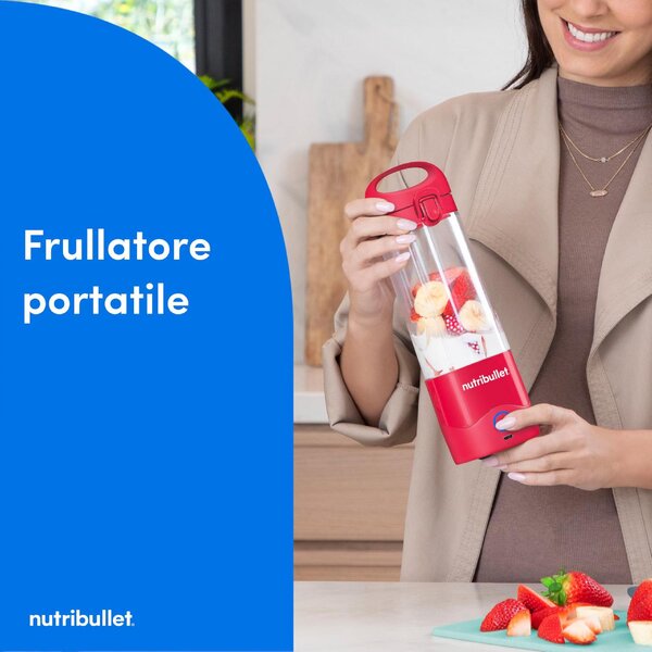 NutriBullet Frullatore con Bicchiere Portatile per Sportivi Capacit Ciotola 0,5 Litri 2000 mAh con Tritaghiaccio colore Rosso - NBP003MA 0C22300095