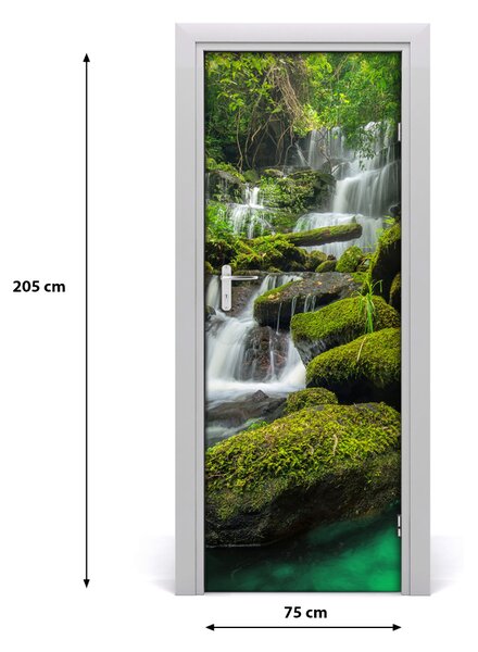 Adesivo per porta interna Cascata nella giungla 75x205 cm
