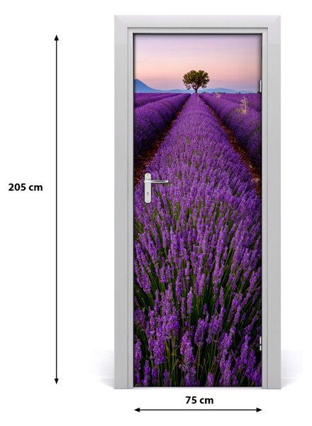 Adesivo per porta Campo di lavanda 75x205 cm