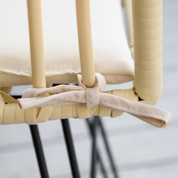 VivaGarden Salotto da Giardino con 2 Sedie e Tavolino con Cuscini in Rattan PE/Vetro colore Beige