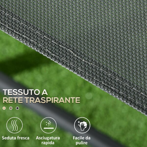 VivaGarden Salotto da Giardino con 2 Sedie e Tavolino da Caff in Metallo colore Grigio Scuro