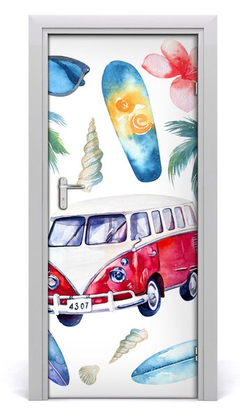 Adesivo per porta Set di surfisti 75x205 cm