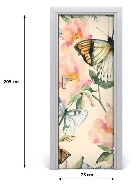 Rivestimento Per Porta Rose e farfalle 75x205 cm