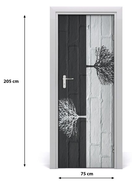Adesivo per porta interna Alberi sul muro 75x205 cm