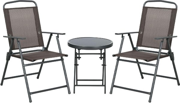 VivaGarden Salotto da Giardino con 2 Sedie e Tavolino da Caff in Metallo colore Marrone