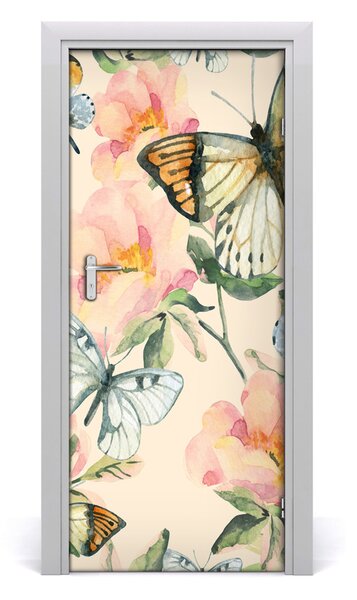 Rivestimento Per Porta Rose e farfalle 75x205 cm